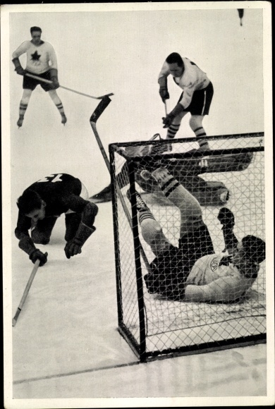 Collection picture Olympia 1936, ice hockey game Canada vs. Latvia