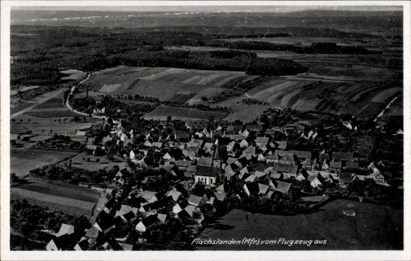 Postcard Flachslanden in Middle Franconia, aerial photograph