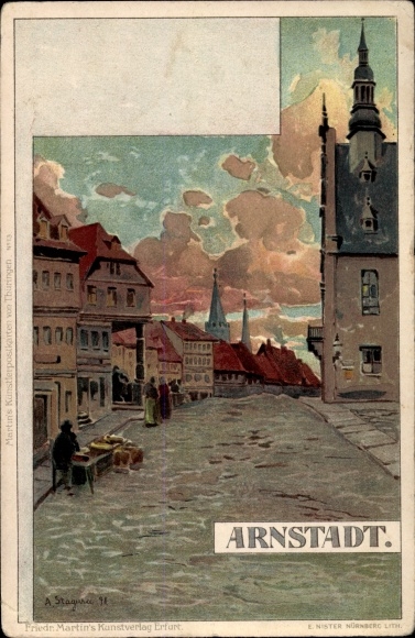 Artysta lito Stagura, A., Arnstadt w Turyngii, parcela przy ratuszu