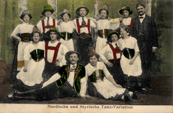 Postcard Styria Austria, Nordic and Styrian Dance Variation