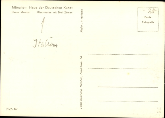 Artist PC Maurus, Hanns, Veneto, Misurinasee with Drei Zinnen, HDK 437, forest, mountain peaks