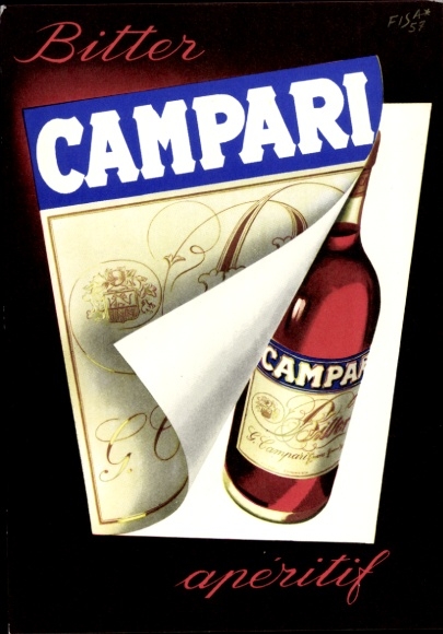 Artist Postcard Campari, Bitter aperitif, advertising