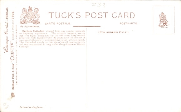 Postcard Durham Northeast England
