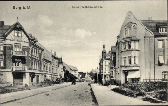 Postcard Burg bei Magdeburg, Kaiser Wilhelm Strasse, building