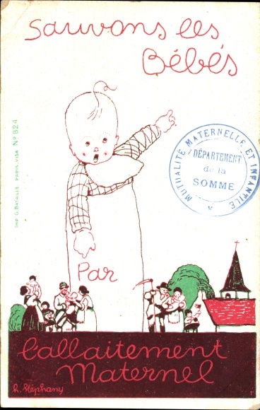 Künstler Ak Stephany, Sauvons les Bébés, L'Allaitement Maternel, France, Croix Rouge Americaine