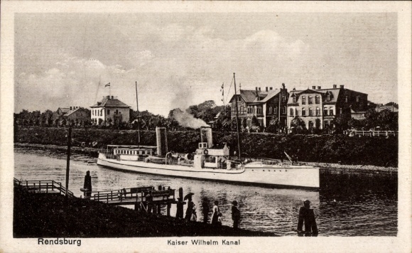 Postcard Rendsburg in Schleswig Holstein, Kaiser Wilhelm Canal, torpedo boat, dispatch boat SMS Sleipner