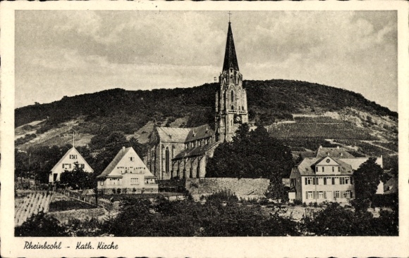 Postcard Rheinbrohl am Mittelrhein, Catholic Church