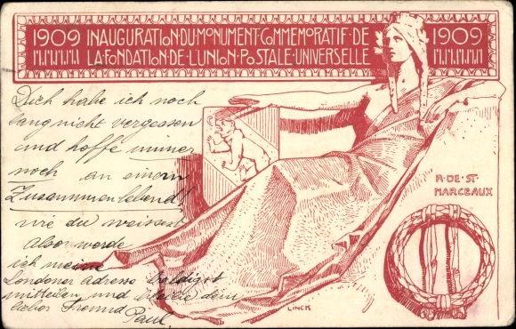 KP pocztowa Szwajcaria, Fondation de l'Union Postale Universelle, Inauguration du Monument 1909