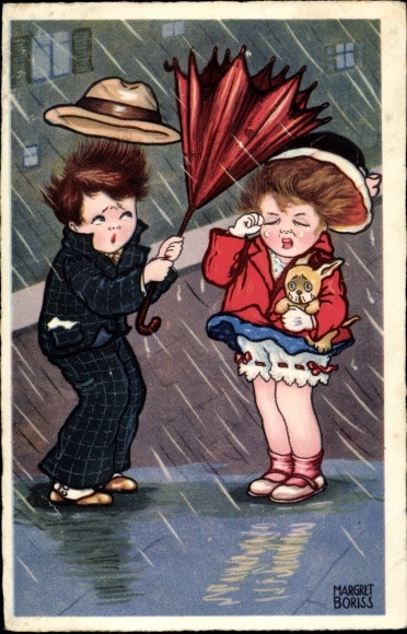 Artist PC Boriss, M., Stormy Weather, Dog, Damaged Umbrella, Amag 0333