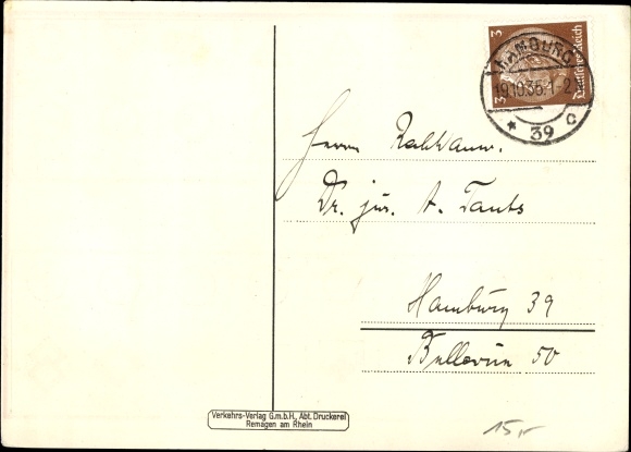 Postcard Hamburg Nord Winterhude, driving instructors Auguste and Johannes Lamp, Sierichstraße 41, driving school