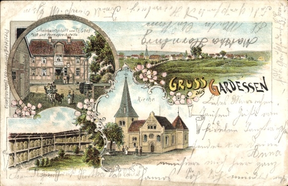 Chromo-Litho Gardessen near Cremlingen Lower Saxony, gift shop, beekeeping, church