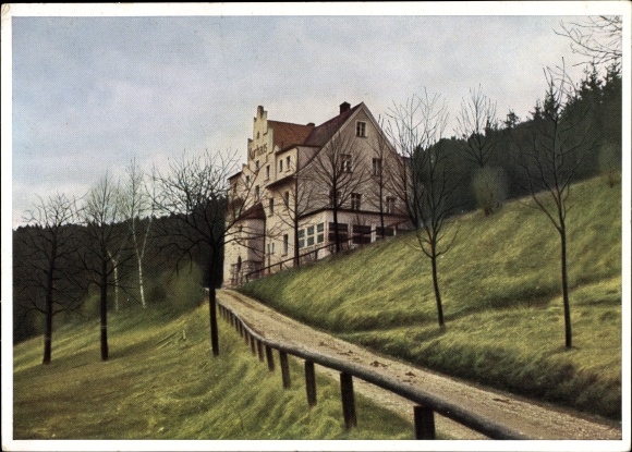 Ak Unterachtel Simmelsdorf in Mittelfranken, Blick zum Kurhaus Pensionat H. Kraft, Weg