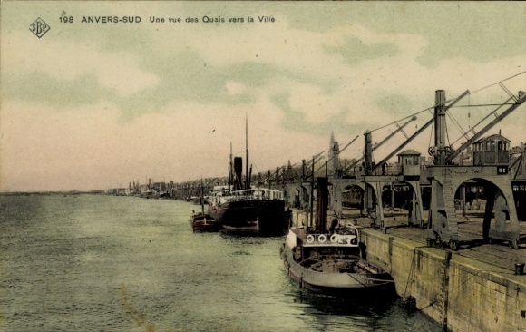 CPA Anvers Anvers Flandre, vue des Quais versus la Ville