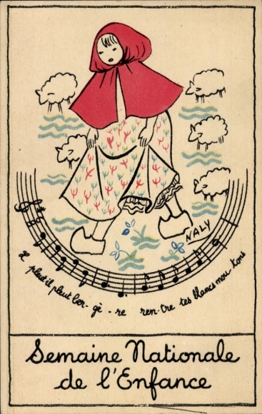 Song Artist Postcard Naly, National Children's Week, Girl, Sheep