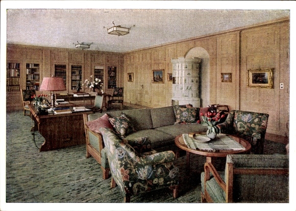 Ak Obersalzberg Berchtesgaden in Oberbayern, Berghof Wachenfeld, Hitlers Arbeitszimmer