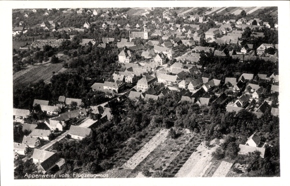 Postcard Appenweier in Baden Black Forest, aerial photograph