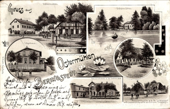 Litho Ostermühlen Beringstedt in Holstein, Jägerhaus, Bauernhaus