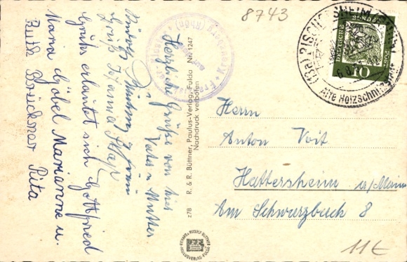 Postcard Bischofsheim an der Rhön, Kreuzberg, monastery, beer brewery