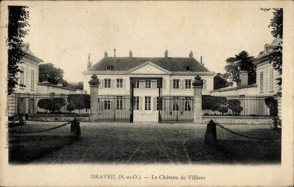 Ak Draveil Essonne, Vorderseite einer Postkarte mit einem Bild des Schlosses von Villiers in  ...
