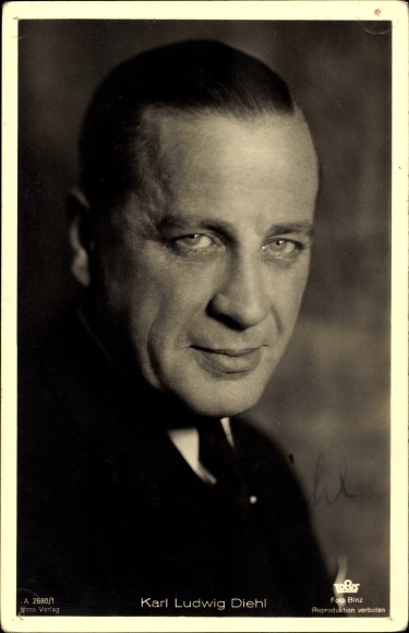 Postcard actor Karl Ludwig Diehl, portrait, Ross Verlag A 2680/1, autograph