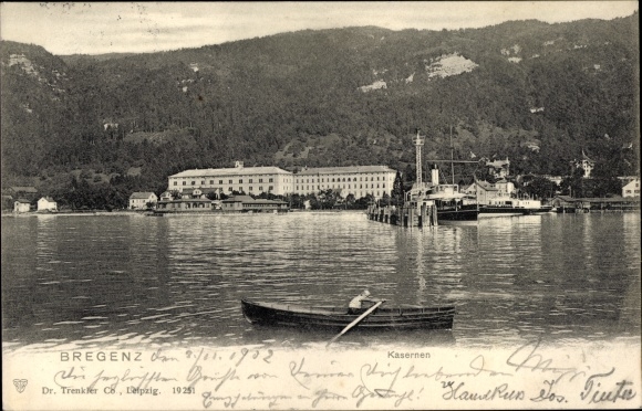 PC Bregenz on Lake Constance Vorarlberg, barracks, steamer, boat
