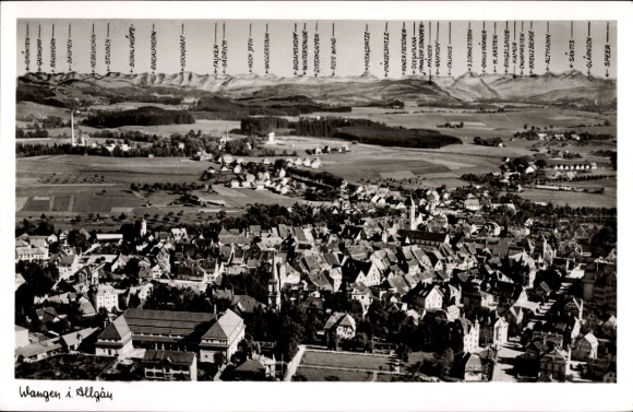 Postcard Wangen im Allgäu, aerial photograph