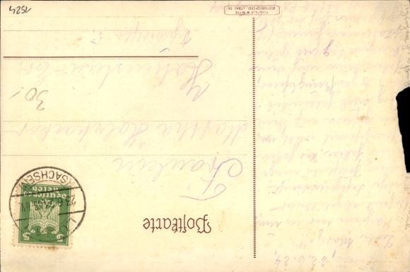 Artist Postcard Löbau, 4th Association Youth Day of the Evangelical Lutheran State Association of Female Youth in Saxony 1924
