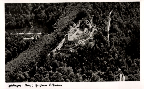 Ak Türkheim in Zwaben, luchtfoto, bergruïne Helfenstein
