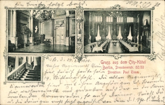 Ak Berlin Kreuzberg, City-Hotel, Dresdenerstraße 52/53