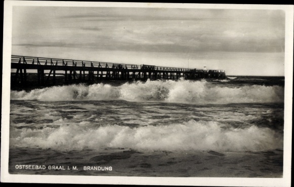 Postcard Ostseebad Graal Müritz, surf, pier
