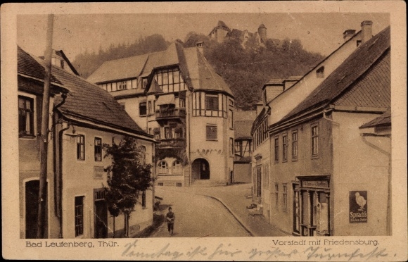 Ak Bad Leutenberg in Thüringen, Vorstadt mit Friedensburg