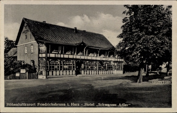 Ak Friedrichsbrunn Thale im Harz, Höhenluftkurort  Hotel Schwarzer Adler, Harz,  