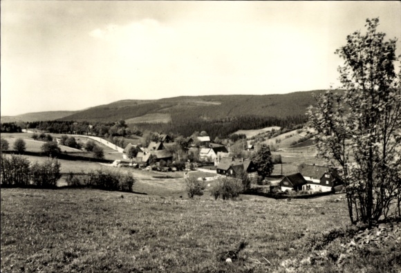 Ak Schellerhau Altenberg im Erzgebirge, Landschaft mit Hügeln, Dörfer, Wald, Schwarz-Weiß Foto