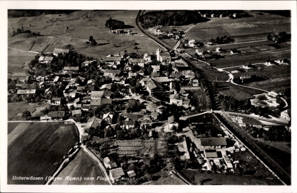 Postcard Unterwössen in Upper Bavaria, aerial photograph