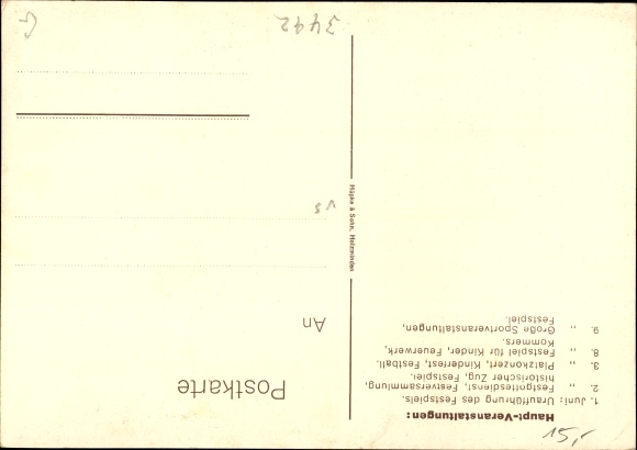 Artist Postcard Brakel in Nethegau Westphalia, 1100th anniversary 1929, Schloss Hinnenburg