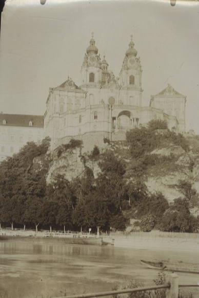 Original photo of Melk on the Danube, Lower Austria, part of the Danube, Melk Abbey, around 1900