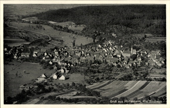 Postcard Hoffenheim Sinsheim in Baden, aerial photograph