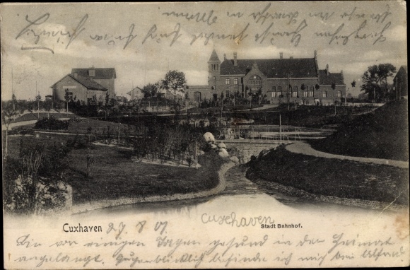 Ak Cuxhaven in Niedersachsen, Stadt Bahnhof