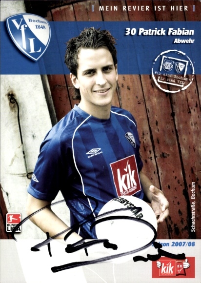 Autogrammkarte Fußballer Patrick Fabian, VfL Bochum, Autogramm