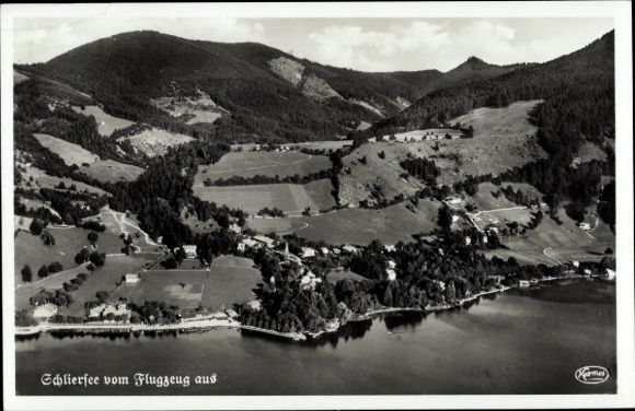 Postcard Schliersee in Upper Bavaria, aerial photograph