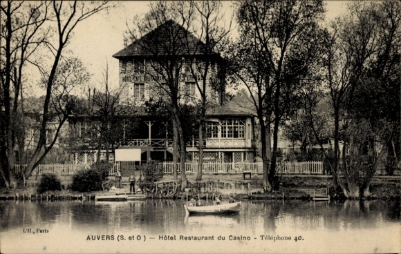 Ak Auvers sur Oise Val d'Oise, Hotel, Restaurant und Kasino