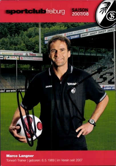 Autogrammkarte Torwarttrainer Marco Langner, SC Freiburg, Autogramm