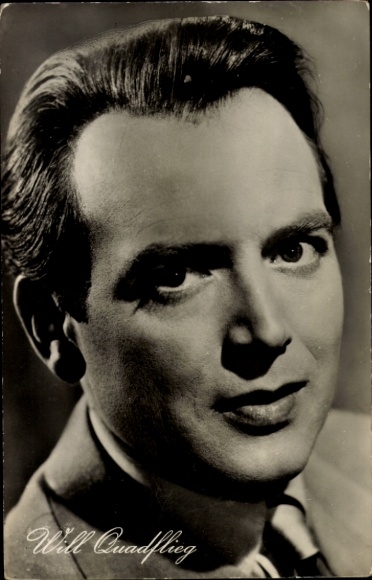 Postcard actor Will Quadflieg, leading role in Don't Forget Love, portrait, autograph