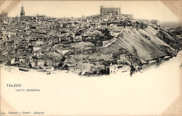 Ak Toledo Castilla La Mancha Spanien, Gesamtansicht