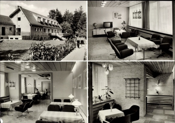 Postcard Ostrau Bad Schandau, company holiday home of the large graphic company Völkerfreundschaft Dresden