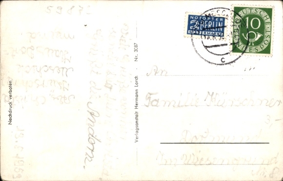 Postcard Meschede in Sauerland, youth hostel Haus Dortmund, Hennetalsperre, Maiknapp