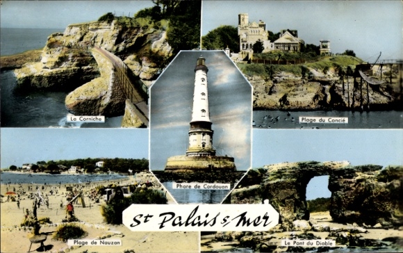 CPA Saint Palais sur Mer Charente Maritime, Phare, Plage du Concié, Pont du Diable
