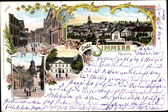 Chromo-Litho Simmern in the Hunsrück, town views
