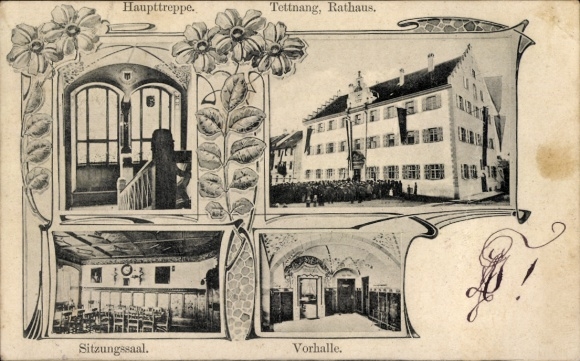 Ak Tettnang in Württemberg, Rathaus, Haupttreppe, Sitzungssaal, Vorhalle