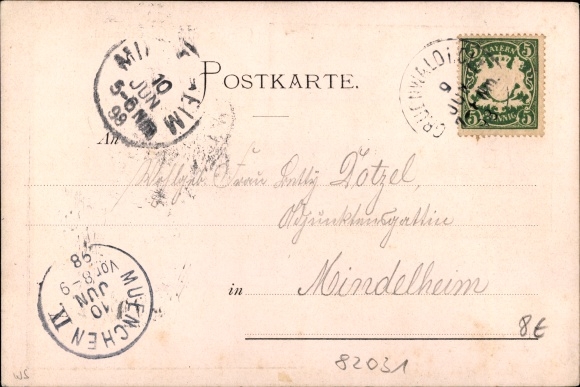 Postcard Grünwald in the district of Munich Upper Bavaria, castle, water feature
